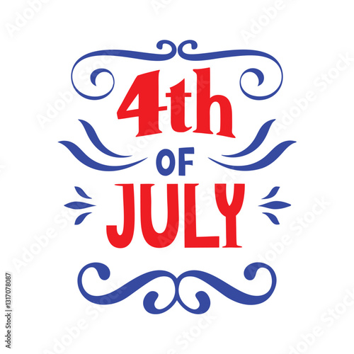 Happy 4th of July Typography and Text Vector Art Illustration for Independence Day