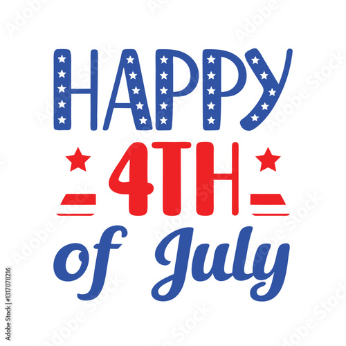 Happy 4th of July Typography and Text Vector Art Illustration for Independence Day