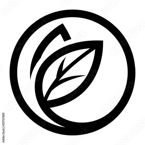 icon a leaf inside a circle symbolizing natural or organic products.