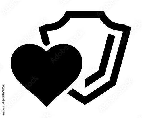 icon heart and a shield symbolizing heart protection and health.
