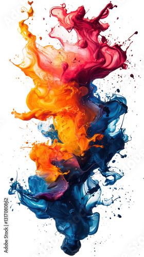 A stunning display of colorful paint splashes against a black background showcasing artistic expression