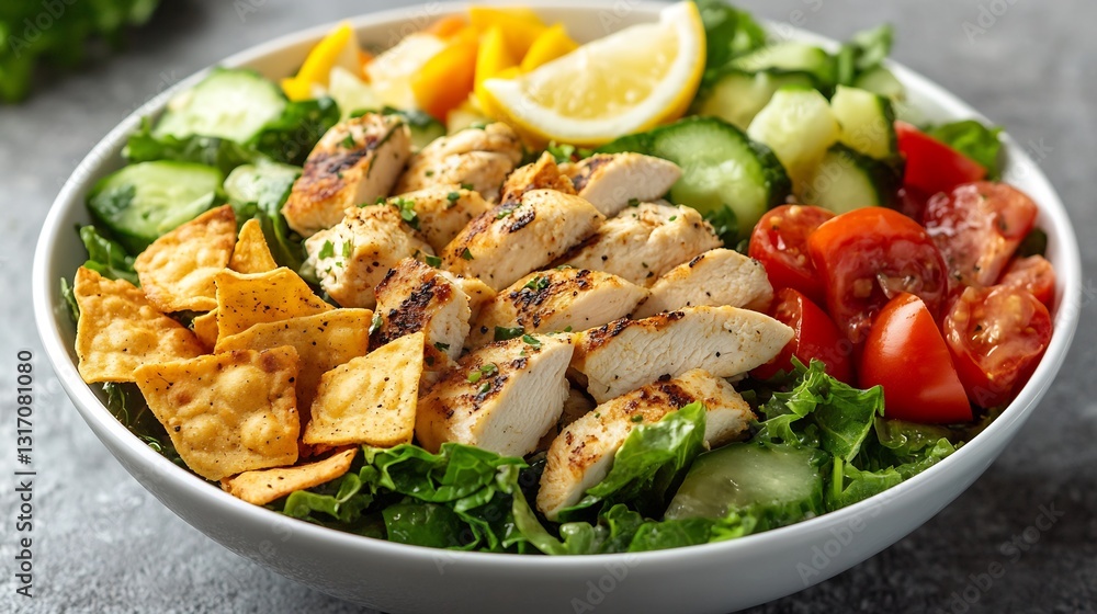 Delicious grilled chicken salad vibrant colors healthy meal. AI Generated Delicious grilled chicken salad vibrant colors healthy meal. AI Generated
