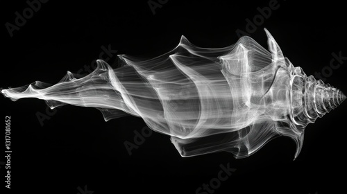 X-ray scan of a seashell revealing intricate spiral patterns underwater environment gigapixel quality exploration