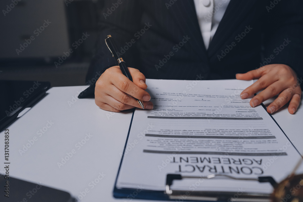 Judge gavel with Justice lawyers having team meeting at law firm background. Concepts of Law and Legal services. Judge gavel with Justice lawyers having team meeting at law firm background. Concepts of Law and Legal services.