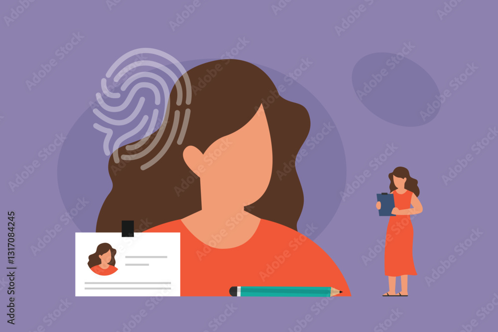 Digital Identity and Personal Identification Concept - Biometric Security and Authentication 2d flat vector illustrations Digital Identity and Personal Identification Concept - Biometric Security and Authentication 2d flat vector illustrations
