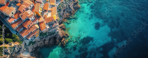 Aerial view of coastal town