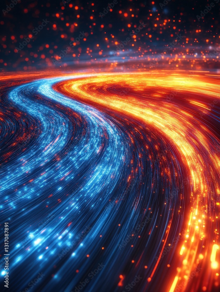 Dynamic interplay of blue and orange light trails creating a captivating abstract digital art experience with a futuristic and vibrant visual mood Dynamic interplay of blue and orange light trails creating a captivating abstract digital art experience with a futuristic and vibrant visual mood