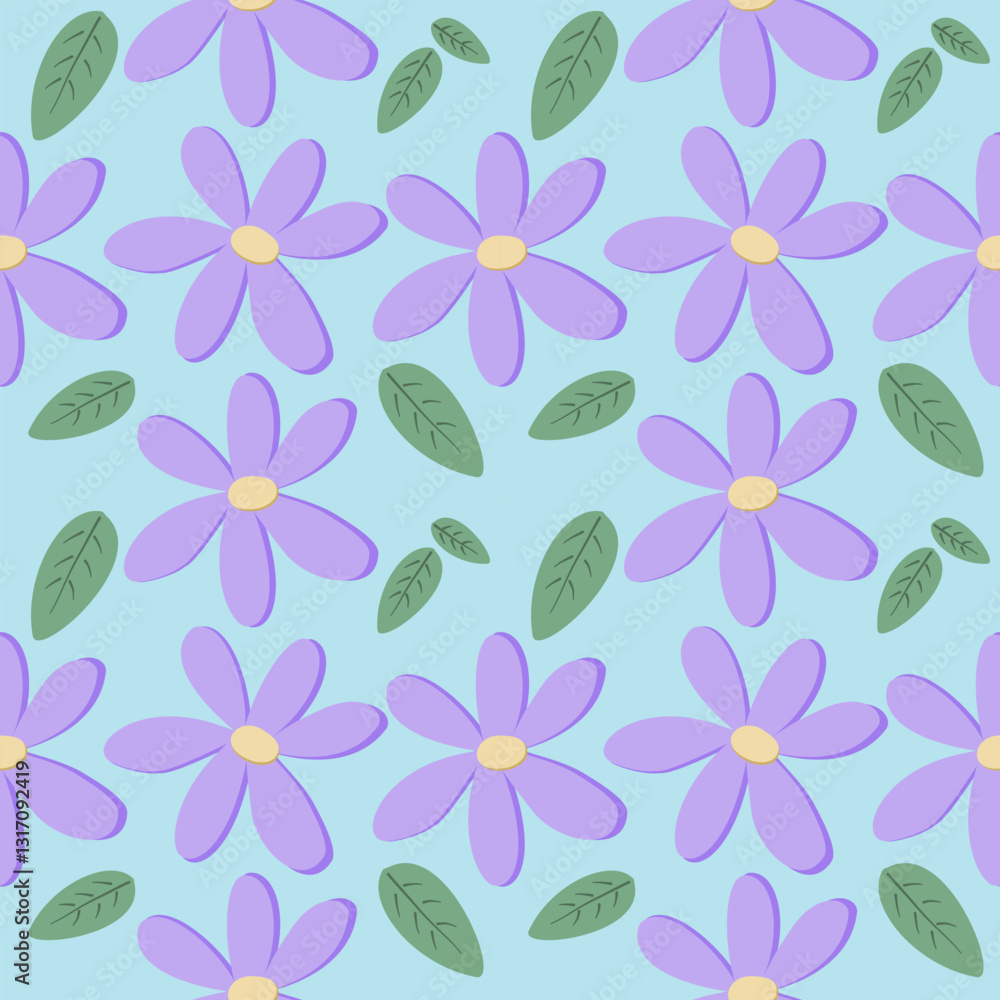 Obraz premium seamless floral pattern on blue background 