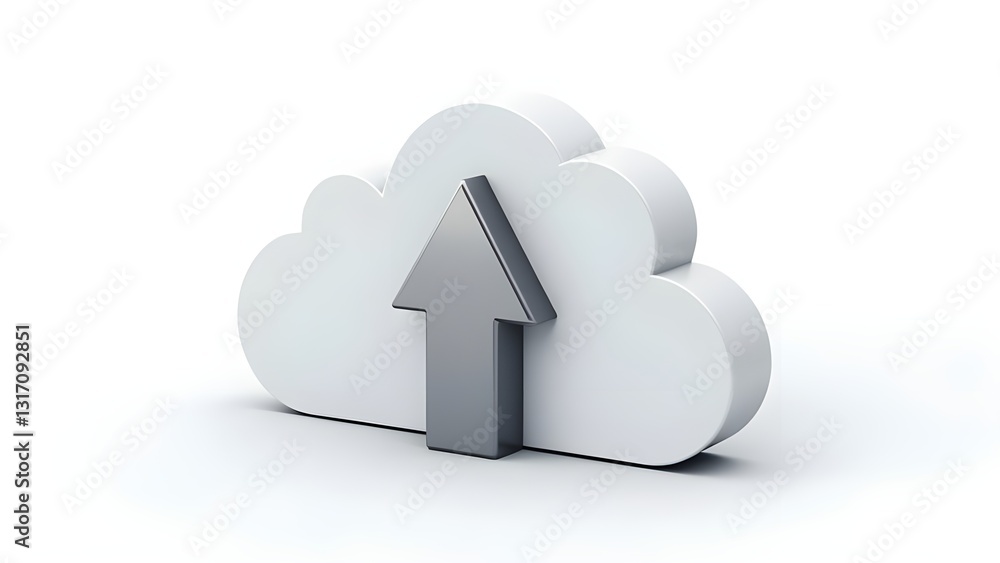 3D Cloud Upload Icon for Video Storage and Digital Media Platforms 3D Cloud Upload Icon for Video Storage and Digital Media Platforms