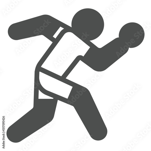 Player with racket deflect shot solid icon, tennis game concept. Vector graphics. Running sportsman sign on white background, glyph style icon for mobile or web design.