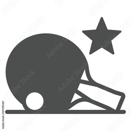 Tennis racket and ball solid icon, tennis concept. Vector graphics. Table tennis favorite star sign on white background, glyph style icon for mobile or web design.