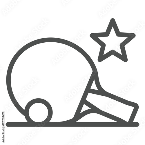 Tennis racket and ball line icon, tennis concept. Vector graphics. Table tennis favorite star sign on white background, outline style icon for mobile or web design.
