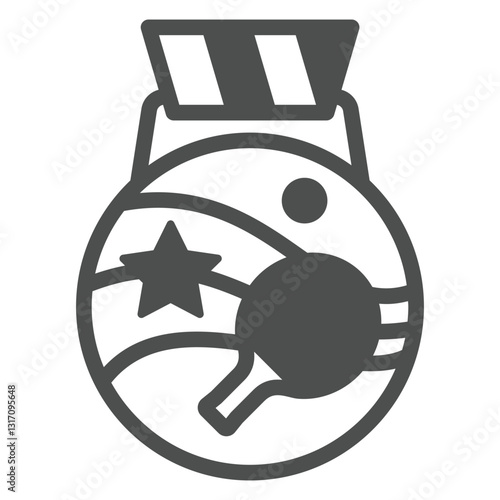 Winner gold medal solid icon, tennis sport game concept. Vector graphics. Award trophy stand sign on white background, glyph style icon for mobile or web design.