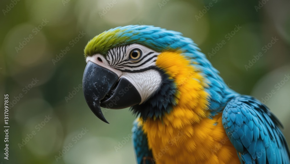 Close-up Portrait of a Vibrant Macaw Parrot with Striking Colors in a Tropical Forest Close-up Portrait of a Vibrant Macaw Parrot with Striking Colors in a Tropical Forest