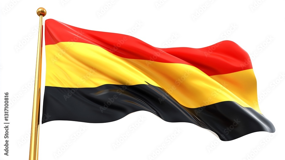 Vibrant red yellow black flag proudly waves gently in bright light. AI Generated Vibrant red yellow black flag proudly waves gently in bright light. AI Generated