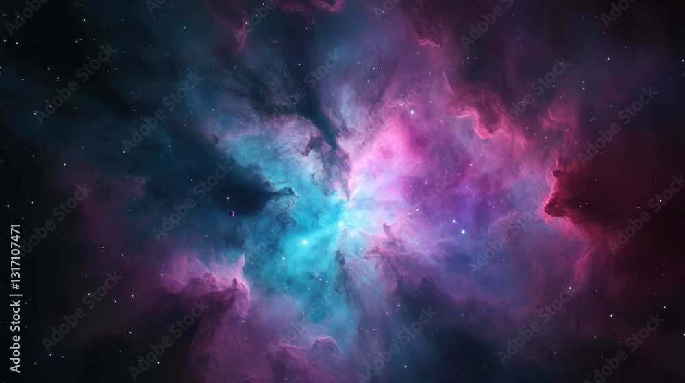 Fototapeta premium Vibrant Colorful Nebula in the Deep Cosmos of the Universe
