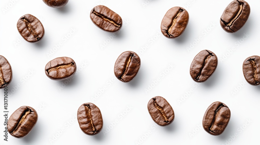 Minimalist arrangement of coffee beans forming a simple elegant pattern on a clean background Minimalist arrangement of coffee beans forming a simple elegant pattern on a clean background