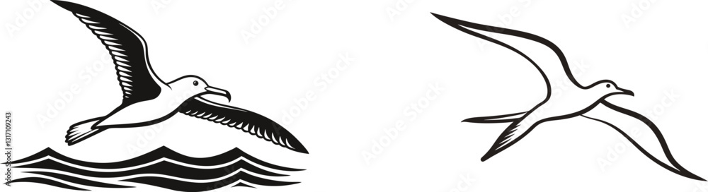 albatross silhouette of a bird. albatross silhouette of a bird.