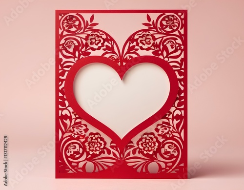January 2021 Small Die of the Month Red Paper Cut Heart Card: Floral Design and Intricate Details