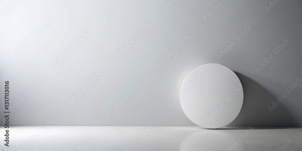 Simple white circle against a light gray wall, creating a minimalist backdrop for design inspiration Simple white circle against a light gray wall, creating a minimalist backdrop for design inspiration