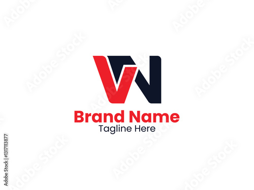 Initial letter VN uppercase monogram logo Red and Black color. VN logo, NV logo, VN letter logo design. NV letter, NV letter design.  