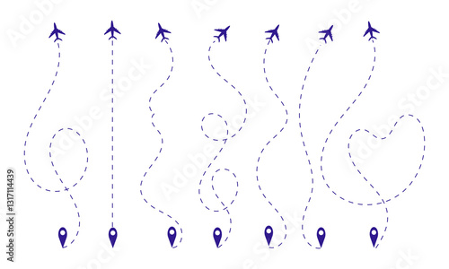 Airplane Flight Paths, the flight path of the aircraft, plane routes dotted paths