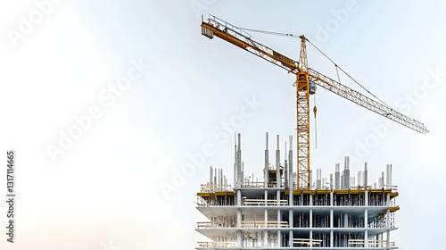 Construction Site With Crane And Building Framework