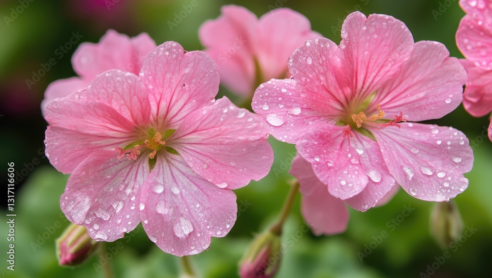 Delicate pink flowers with water droplets (1) Delicate pink flowers with water droplets (1)