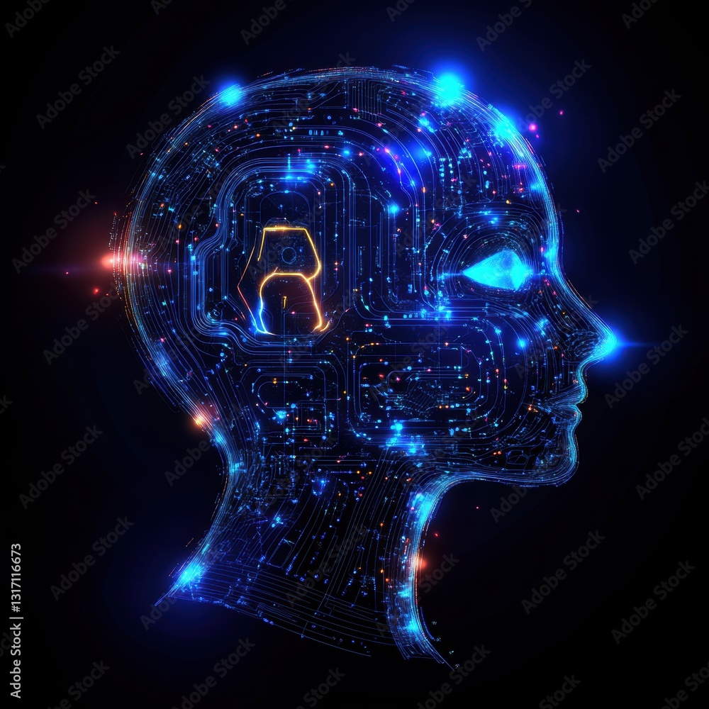 Obraz premium Smart technology symbolic marks for digital transformation