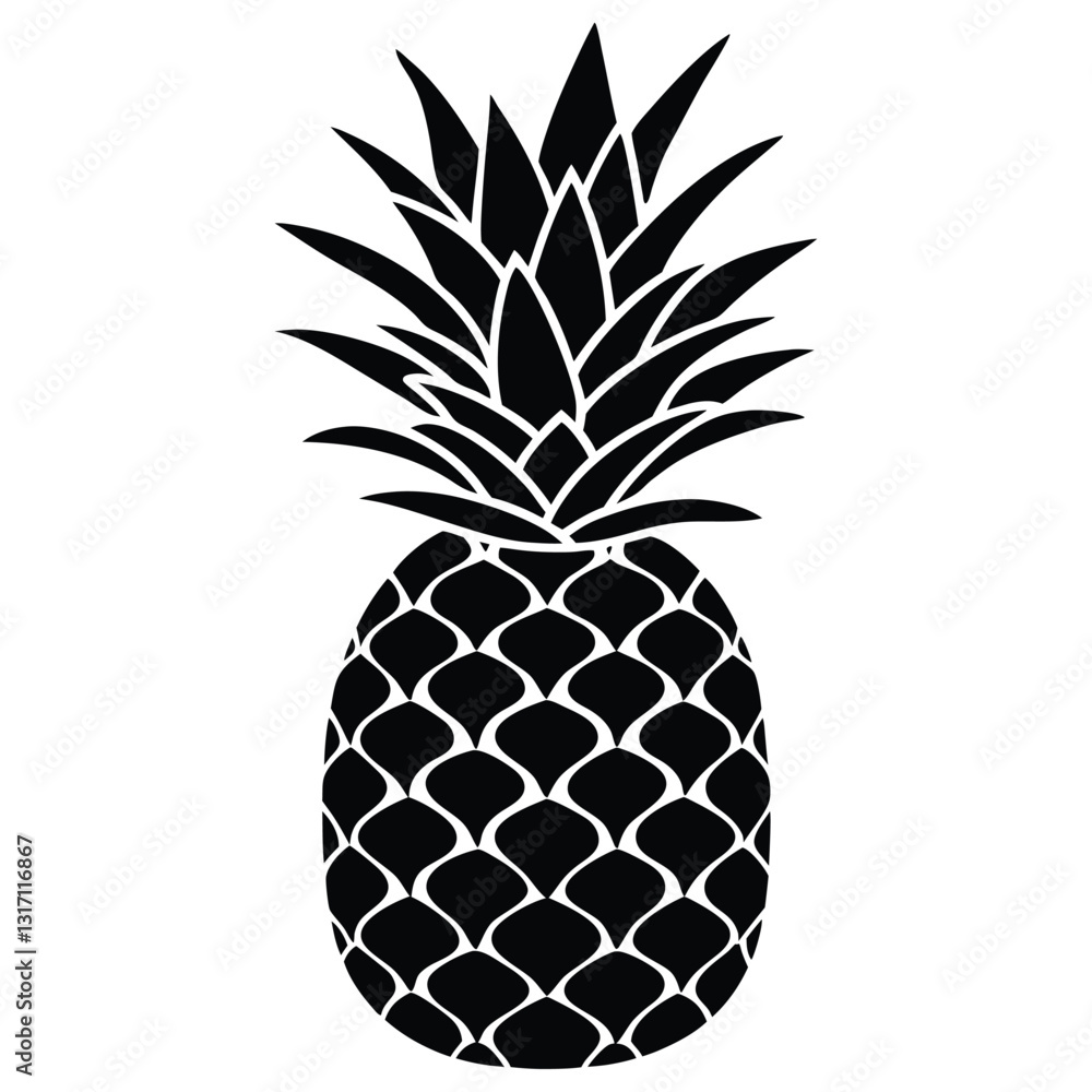 Obraz premium pineapple black silhouette vector llustration on white background