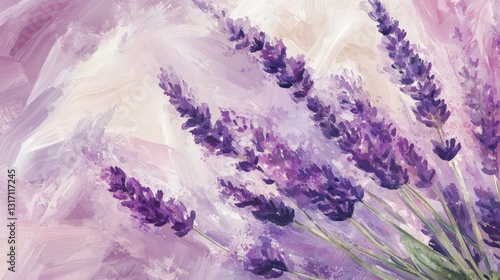 Lavender bouquet pattern in watercolor style, soft hues and artistic brushstrokes