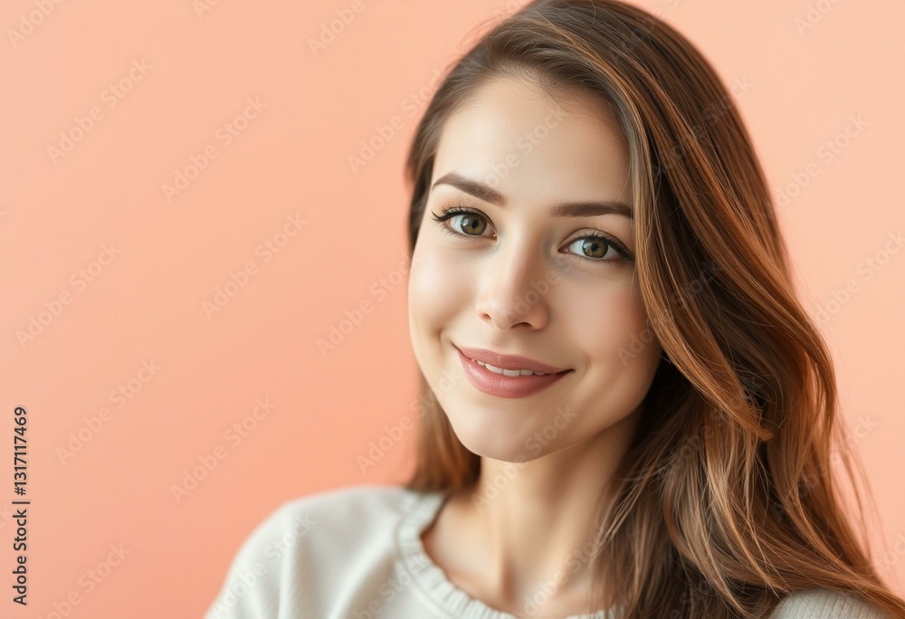 Portrait of a woman on a warm pastel background Portrait of a woman on a warm pastel background