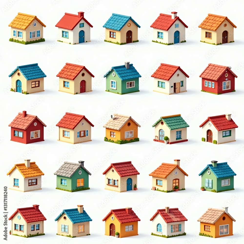 Fototapeta premium Collection of colorful roof icons in vector design, design, set, house