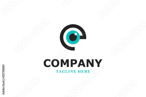 letter e and eye logo design