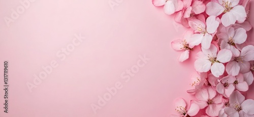 Wallpaper Mural Pink Flowers Arranged on Pink Background with Copy Space for Text Torontodigital.ca