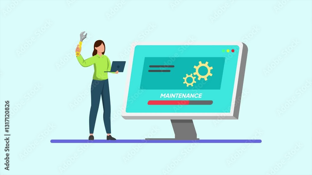 Animated video Maintenance tech concept. Full length animation illustration. High quality 4k footage. Animated video Maintenance tech concept. Full length animation illustration. High quality 4k footage.