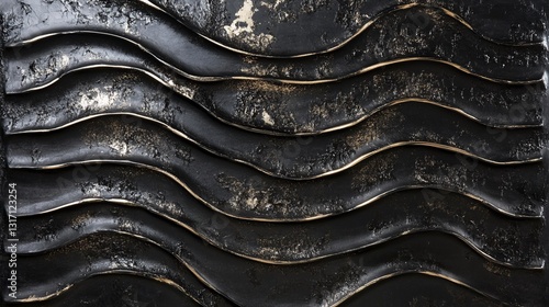 Abstract Black and Gold Wave Pattern Texture Background Design Art