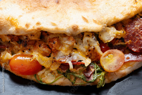 traditional italian street food stuffed pizza bread