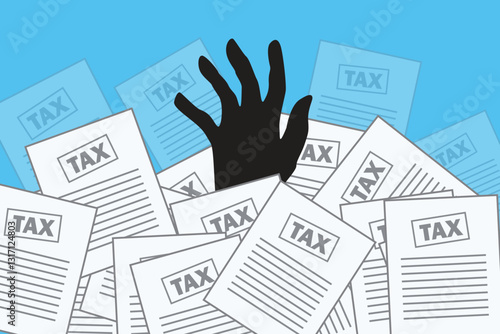 drowning in tax vector illustration, image can be used for flyer and poster needs