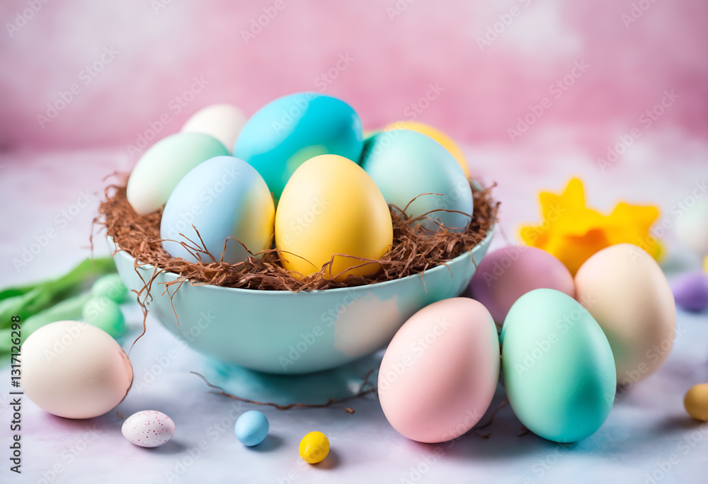 Easter pastel colored eggs
