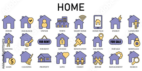 Set of Home Icons or symbols Vector fully editable file.