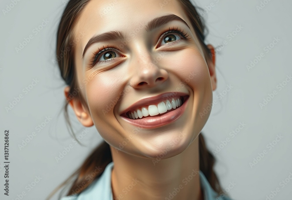 Photorealistic portrait of a smiling female Photorealistic portrait of a smiling female