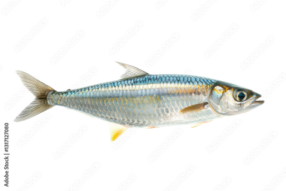 Isolated, Pristine Image Of A Sleek Silver Fish. Perfect For Illustrating Aquatic Life And Healthy Eating. Isolated, Pristine Image Of A Sleek Silver Fish. Perfect For Illustrating Aquatic Life And Healthy Eating.