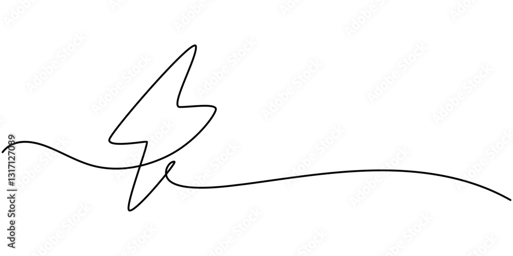 Lightning Bolt Continuous Line Art Illustration, Flash Continuous Line Illustration, continuous line electric icon.single line electric vector.electric energy icon drawn one line vector.isolated white Lightning Bolt Continuous Line Art Illustration, Flash Continuous Line Illustration, continuous line electric icon.single line electric vector.electric energy icon drawn one line vector.isolated white