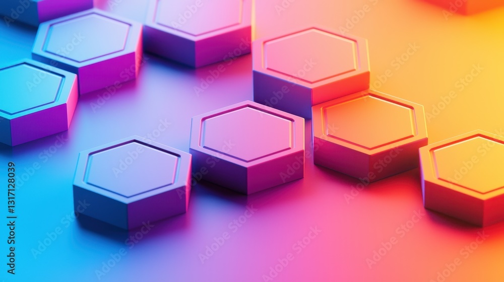 Obraz premium Colorful Hexagonal Shapes with Vibrant Gradient Background Effect
