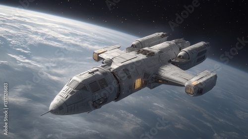 Wallpaper Mural Exploring a digital network system on a futuristic ai spaceship outer space 3d render cosmic environment side view Torontodigital.ca