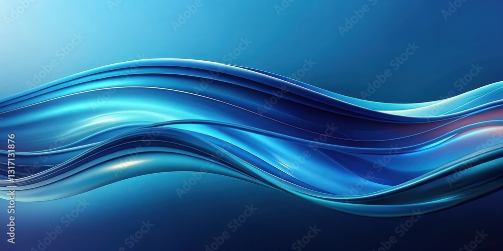 Fototapeta premium Abstract Blue Serpentine Waves Flowing Dynamically Across a Deep Blue Background, Creating a Visually Striking and Elegant Design