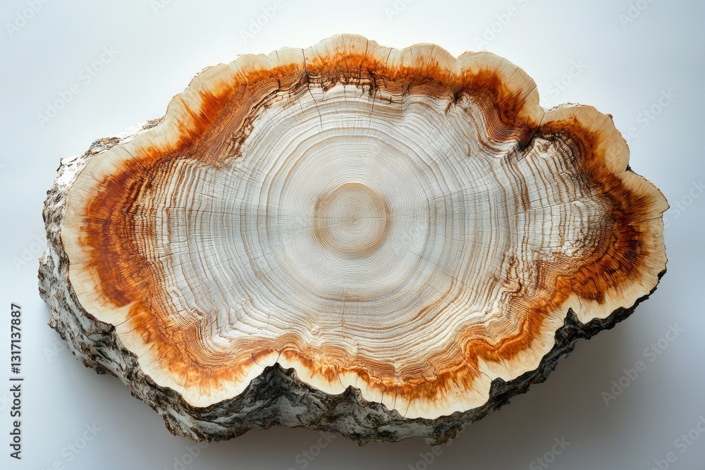 Cross-section of a tree trunk revealing intricate growth rings and rich, warm-toned outer layers. Cross-section of a tree trunk revealing intricate growth rings and rich, warm-toned outer layers.