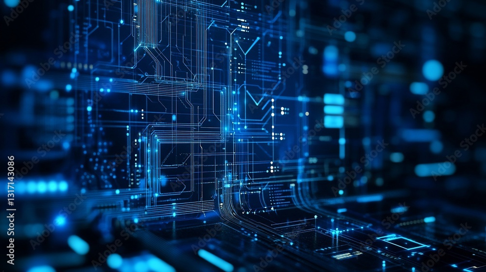 Abstract Digital Circuitry Deep Blue Technological Background Futuristic Network Abstract Digital Circuitry Deep Blue Technological Background Futuristic Network