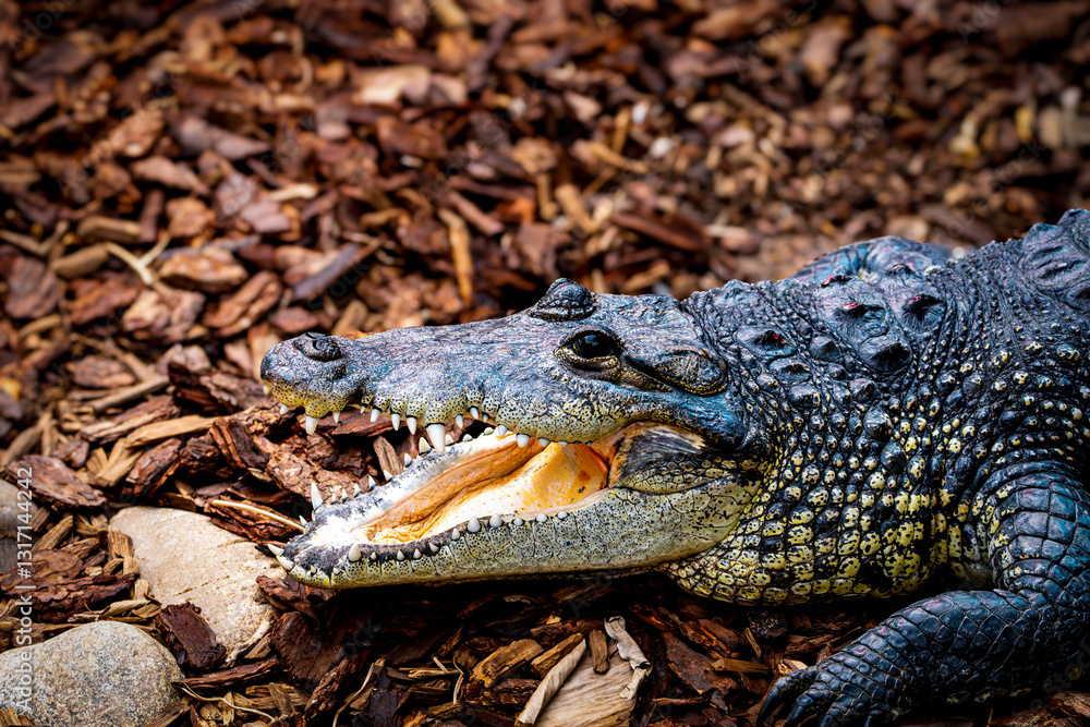 Obraz premium Powerful Crocodile with Open Jaws